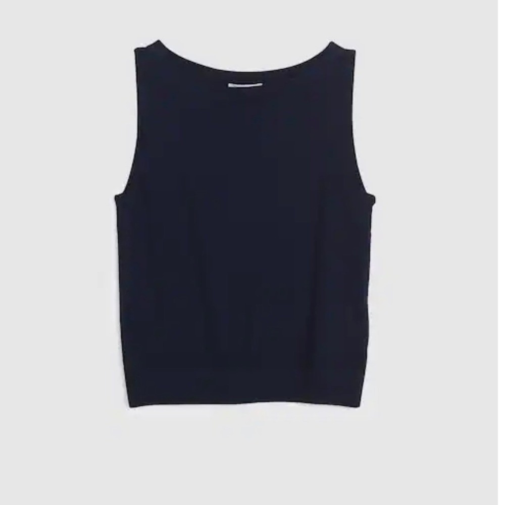 Madewell Womens Dark Navy Boatneck Sleeveless Lightweight Slim Sweater Large New